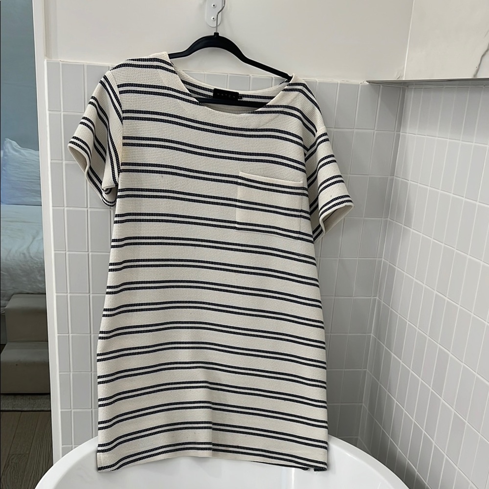 Hatch Striped Midi Dress in Cream and Black